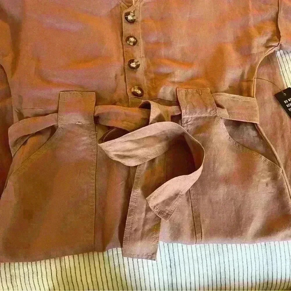 Express Button Front Utility Jumpsuit Belted With Short Sleeves - Picture 5 of 8